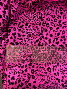 2/3 yd plus scraps Pink Metallic Flocked Leopard Print Spandex