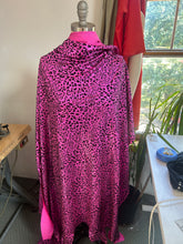 Load image into Gallery viewer, 2/3 yd plus scraps Pink Metallic Flocked Leopard Print Spandex
