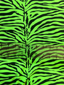 1/2 yard remnant + large scrap Neon Green Zebra Print Spandex Fabric