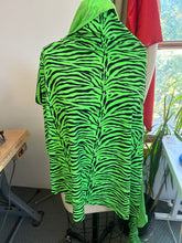 Load image into Gallery viewer, 1/2 yard remnant + large scrap Neon Green Zebra Print Spandex Fabric
