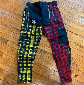 Handmade Plaid Bondage Pants size 32”