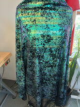 Load image into Gallery viewer, 1 Yard Splatter Foiled Green/Black Stretch Velvet Fabric
