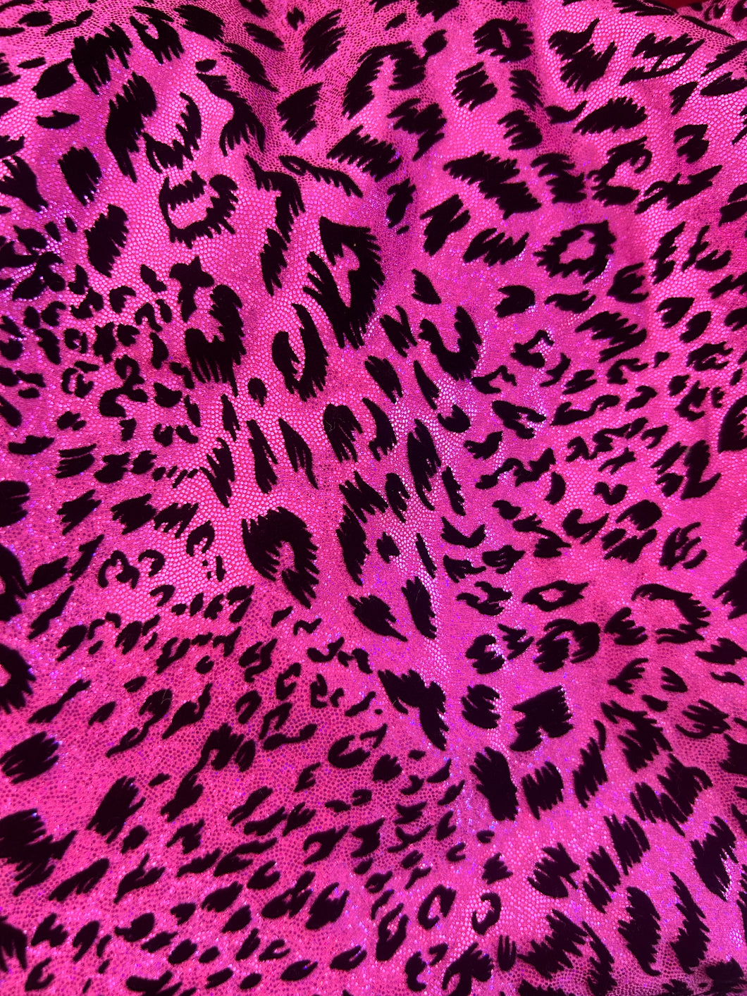 2/3 yd plus scraps Pink Metallic Flocked Leopard Print Spandex