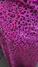 Load and play video in Gallery viewer, 2/3 yd plus scraps Pink Metallic Flocked Leopard Print Spandex
